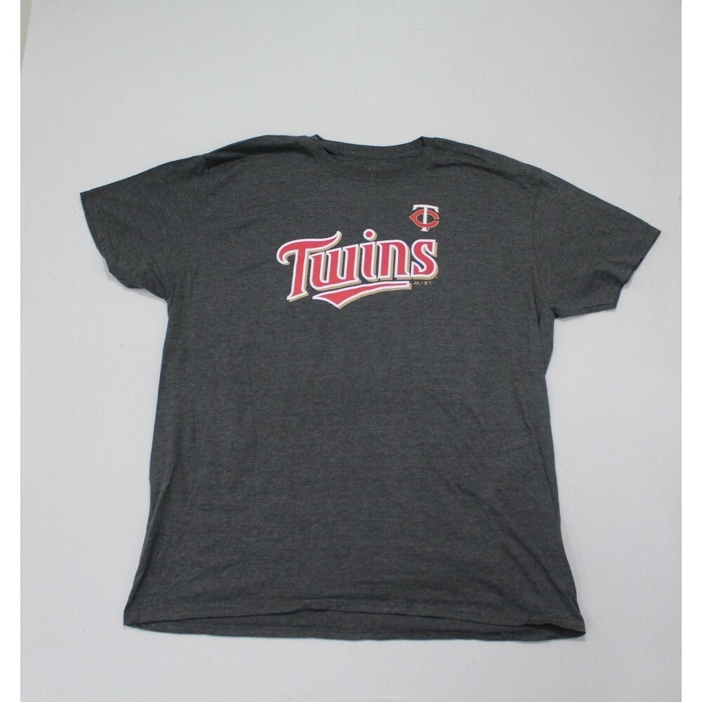 Minnesota Twins Men Gray Tee Shirt Short Sleeve Majestic Size XXL
